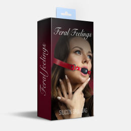 Кляп силіконовий Feral Feelings Silicon Ball Gag Red/Black, червоний ремінець, чорна кулька - - фото №2