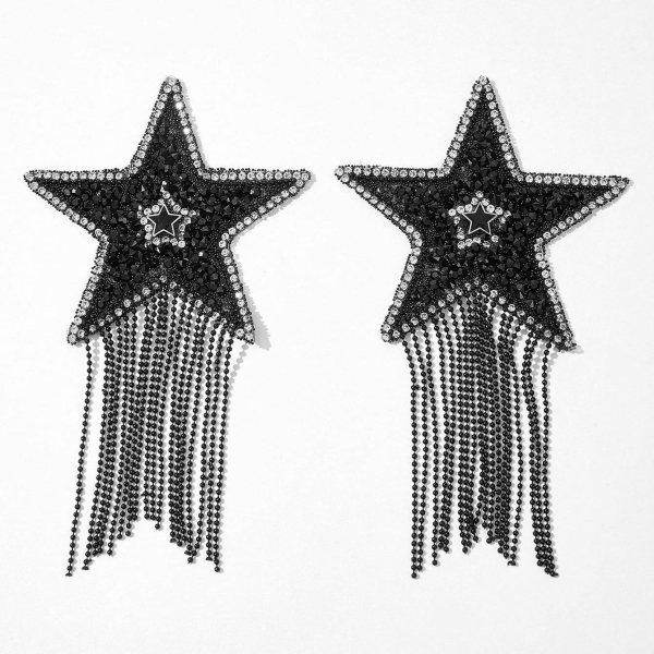 Пестис-зірки з бахромою JSY Nipple Sticker RT236112 Black, стікери 