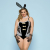 Еротичний костюм зайчика JSY «Пристрасна Медісон» Plus Size, Black, боді, вушка, рукавички, хвіст, ч - фото