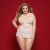 Ніжний комплект білизни JSY «Мила Бейлі» Plus Size, White, корсет, стрінги, стрепи, мереживо - фото