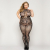 Мереживний бодістокінг JSY «Гаряча Хейлі» Plus Size, Black, халтер, імітація панчіх, відкритий досту - фото