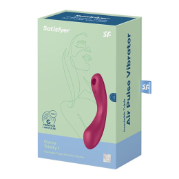 Вакуумний стимулятор з вібрацією Satisfyer Curvy Trinity 1 Red, іграшка 3в1 - - фото №5