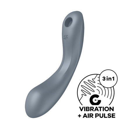 Вакуумний стимулятор з вібрацією Satisfyer Curvy Trinity 1 Bluegrey, іграшка 3в1 - фото