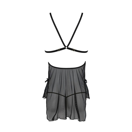 Сорочка Passion DELIENA CHEMISE S/M black, стрінги із заниженою талією - фото №4