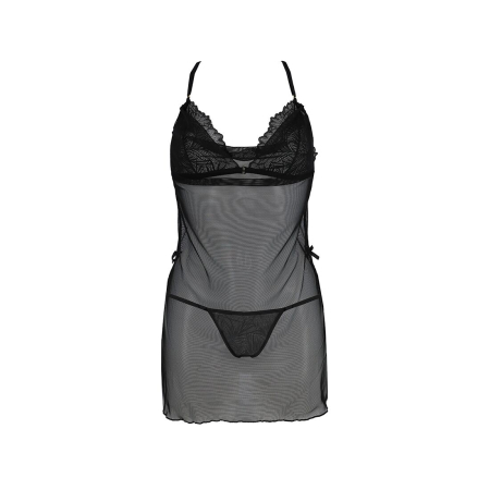 Сорочка Passion DELIENA CHEMISE S/M black, стрінги із заниженою талією - фото №3