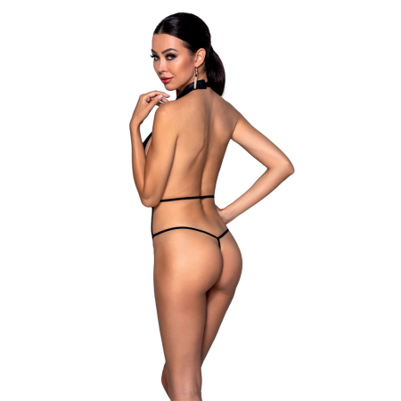 Боді-халтер з екошкіри Passion JANNIES BODY S/M black - фото №2