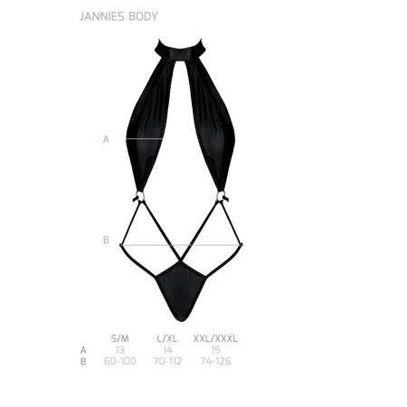 Боді-халтер з екошкіри Passion JANNIES BODY S/M black - фото №5