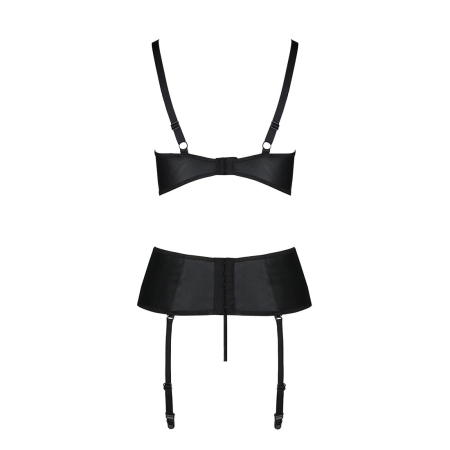 Корсет з відкритими грудьми Passion JANNIES CORSET L/XL black, стрінги в наборі - фото №4