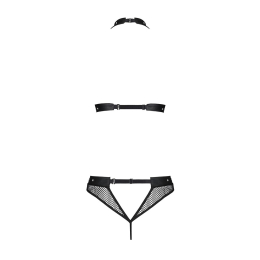 Білизна з відкритим доступом Passion MOONLIGHT SET S/M black, топ, стрінги - - фото №4