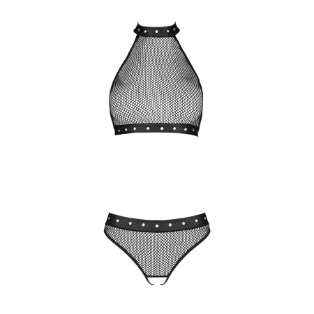 Білизна з відкритим доступом Passion MOONLIGHT SET XXL/XXXL black, топ, стрінги - фото №3