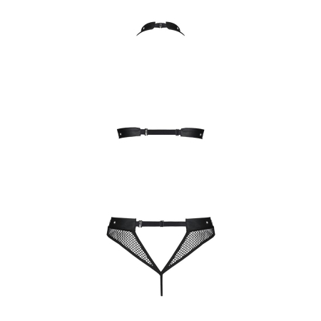 Білизна з відкритим доступом Passion MOONLIGHT SET XXL/XXXL black, топ, стрінги - фото №4