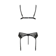 Комплект білизни Passion NESSY SET L/XL black, бюстгальтер, пояс для панчіх, стрінги - фото №4