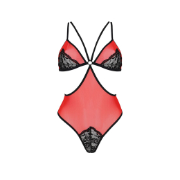 Напівпрозоре боді з мереживом Passion PEONIA BODY L/XL red - - фото №3