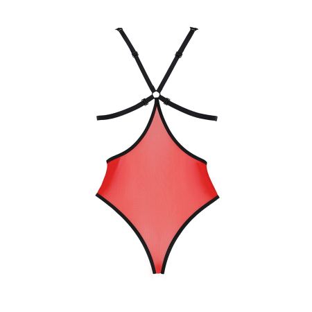 Напівпрозоре боді з мереживом Passion PEONIA BODY S/M red - фото №4