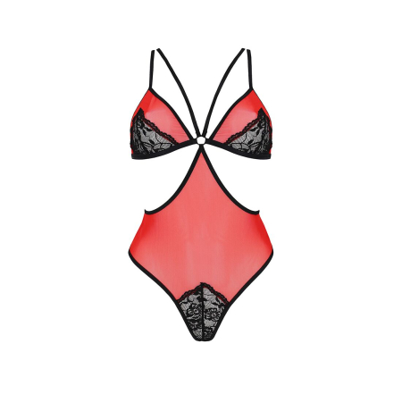 Напівпрозоре боді з мереживом Passion PEONIA BODY XXL/XXXL red - фото №3