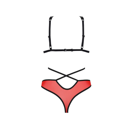Комплект білизни Passion PEONIA SET XXL/XXXL red, бра, трусики - фото №4