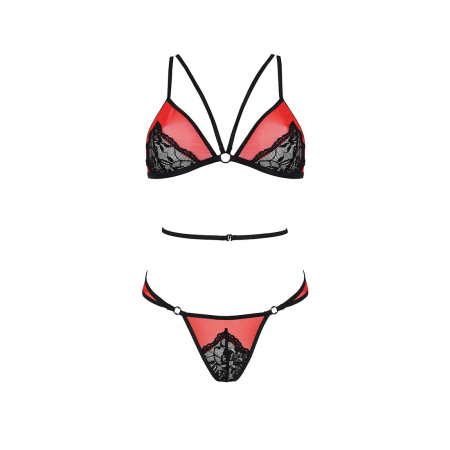 Комплект білизни Passion PEONIA SET XXL/XXXL red, бра, трусики - фото №3