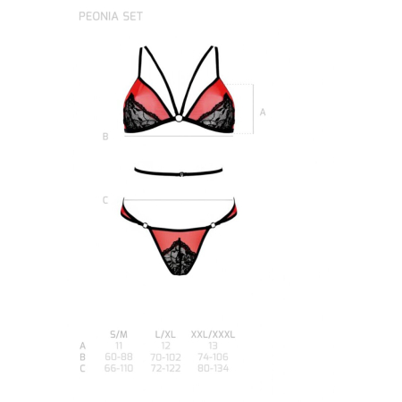 Комплект білизни Passion PEONIA SET XXL/XXXL red, бра, трусики - фото №5