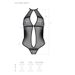 Сітчасте боді з мереживом на грудях Passion SATARA BODY L/XL black - №5