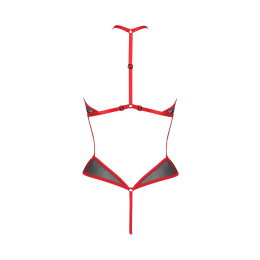 Сітчасте боді з мереживом на грудях Passion SATARA BODY L/XL red - - фото №4