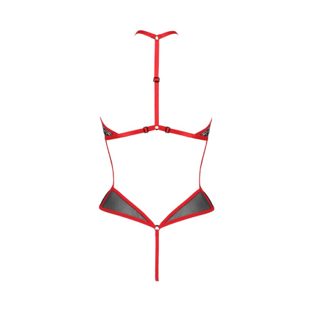 Сітчасте боді з мереживом на грудях Passion SATARA BODY L/XL red - фото №4