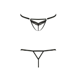 Відверті трусики-стрепи з мереживом Passion Exclusive SOLON THONG XXL/XXXL, black - - фото №3