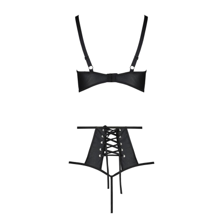 Комплект білизни Passion TASMINA SET L/XL black, ліф, високі трусики з корсетом ззаду - фото №4