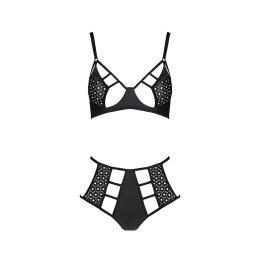 Комплект білизни Passion TASMINA SET S/M black, ліф, високі трусики з корсетом ззаду - - фото №3
