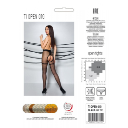 Колготки з відкритим доступом, імітація панчіх Passion TIOPEN 019 black 1/2 (20 den) - - фото №6