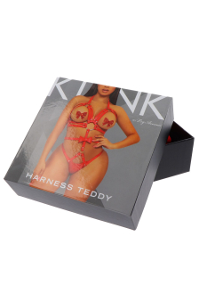 Портупея-тедді з ременів Leg Avenue Studded O-ring harness teddy M Red, екошкіра - - фото №6