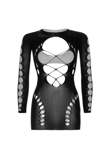 (SALE) Безшовна мінісукня Leg Avenue Long sleeve cut out mini dress One size Black - фото №5