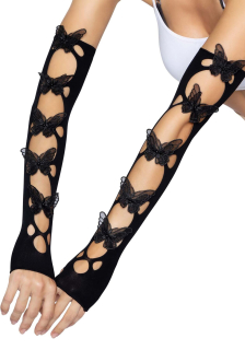 Мітенки Leg Avenue Butterfly applique arm warmers Black, метелики - - фото №2