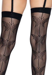 Панчохи-сітка зі швом ззаду Leg Avenue Butterfly back seam this highs One size Black - - фото №4