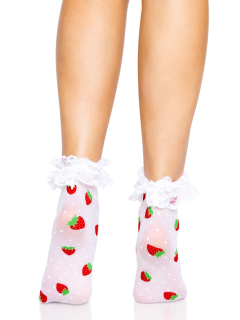 Шкарпетки жіночі з полуничним принтом Leg Avenue Strawberry ruffle top anklets One size, мереживні м - - фото №3