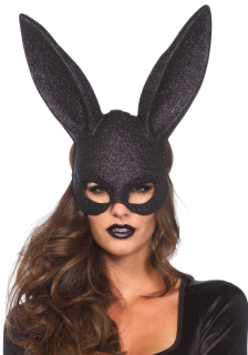 Блискуча маска кролика Leg Avenue Glitter masquerade rabbit mask Black - фото
