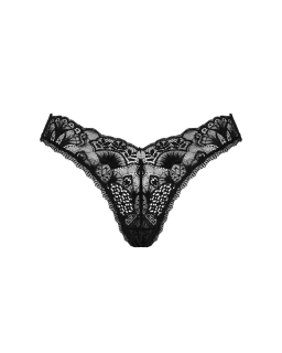 Мереживні стрінги Obsessive Donna Dream thong XS/S Black, низька посадка - - фото №3