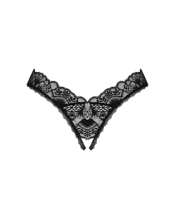 Мереживні стрінги Obsessive Donna Dream crotchless thong XS/S Black, відкритий доступ - - фото №3