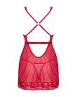 Прозора сорочка бебі-дол Obsessive Lacelove babydoll & thong M/L Red, мереживо, стрінги - фото №4
