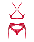 Комплект білизни Obsessive Lacelove cupless 3-pcs set M/L Red, бюстгальтер, стрінги, пояс для панчіх - фото №4