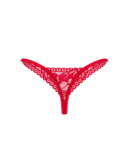 Мереживні стрінги Obsessive Lacelove thong XL/2XL Red, низька посадка - - фото №4