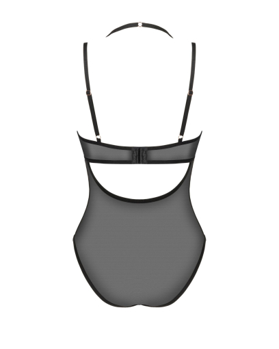 Прозоре боді Obsessive Selinne teddy XS/S Black, дрібна сітка, подвійні бретелі - фото №4