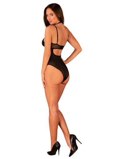 Прозоре боді Obsessive Selinne teddy M/L Black, дрібна сітка, подвійні бретелі - фото №7