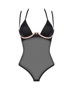 Прозоре боді Obsessive Selinne teddy M/L Black, дрібна сітка, подвійні бретелі - №3