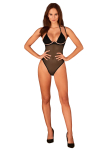 Прозоре боді Obsessive Selinne teddy XL/2XL Black, дрібна сітка, подвійні бретелі - фото №6