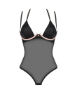 Прозоре боді Obsessive Selinne teddy XL/2XL Black, дрібна сітка, подвійні бретелі - фото №3