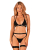 Комплект білизни Obsessive Selinne 3-pcs set M/L Black, бюстгальтер, стрінги пояс для панчіх - фото