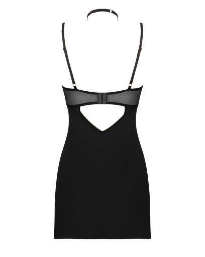 Сорочка Obsessive Selinne chemise & thong XL/2XL Black, стрінги, подвійні бретелі - фото №4