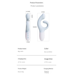 Вібратор-кролик для точки G KISTOY Big G Blue, вигнутий відросток, автоматичний підігрів - - фото №5