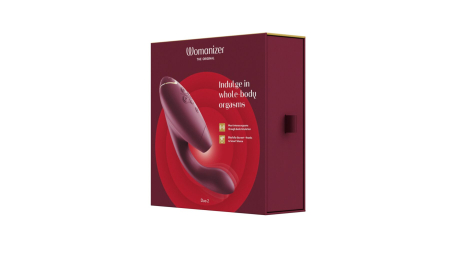 Подвійний вакуумний кліторальний стимулятор з вібрацією Womanizer Duo 2 - Bordeaux, незалежні мотори - фото №9