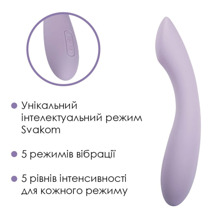 Вібратор для точки G з інтелектуальним режимом Svakom Amy 2 Pastel Lilac №3